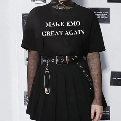 Summer Fashion Women Tops Make Emo Great Again Letter Printing Tshirts Cotton Round Neck Tops Graphic T Shirt for Female