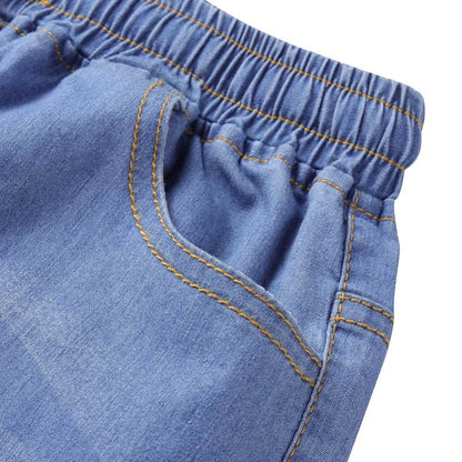 Casual Women Drawstring Elastic Waist Jeans Loose Denim Long Pants Drawstring Elastic Waist Jeans Denim Pants 2022