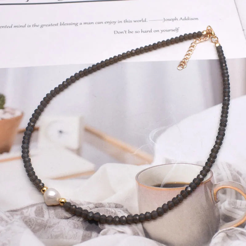 Simple Necklace Natural pearl Statement Short Chain Necklace For Women Seed Crystal glass beads Chain Necklaces Handmade Jewelry