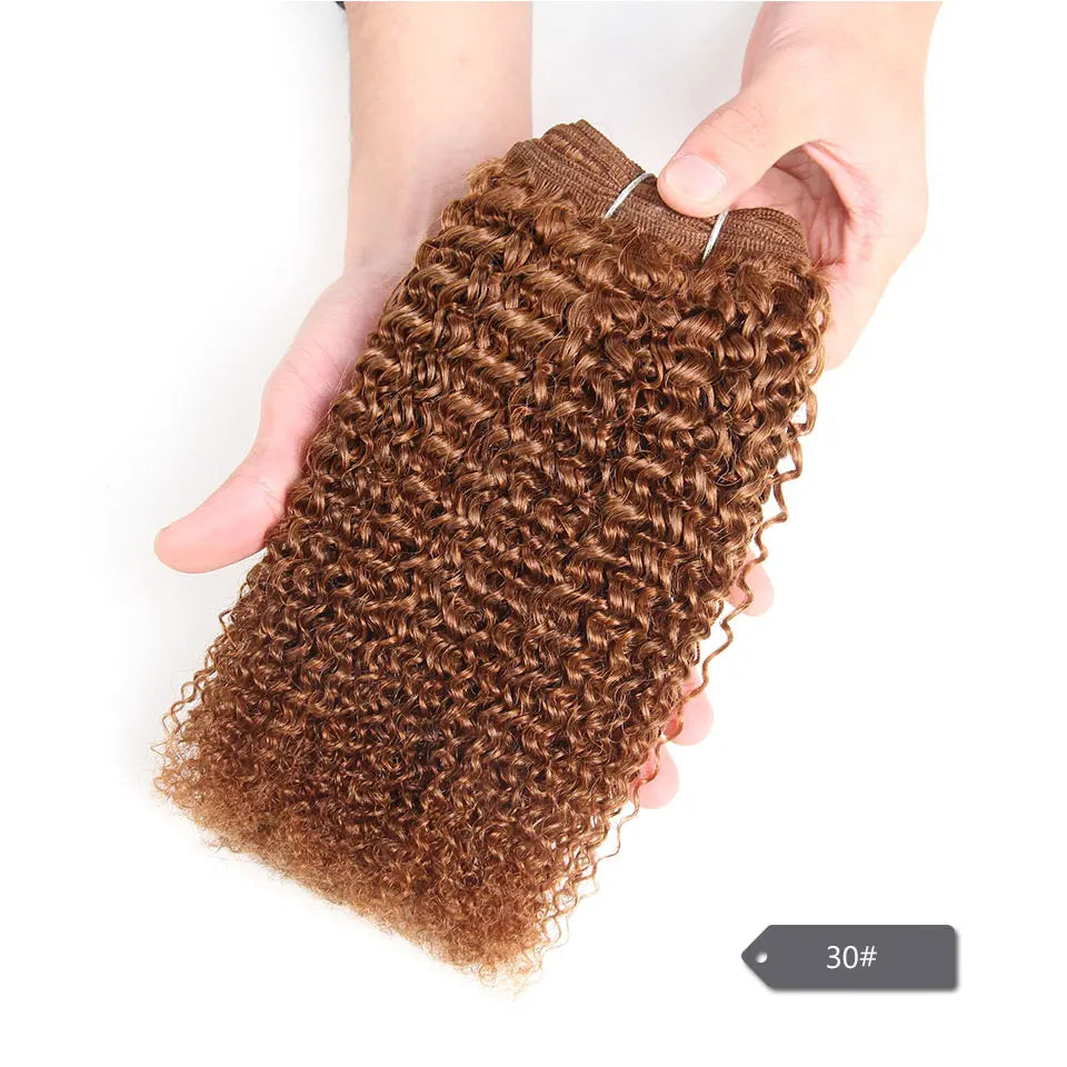 Sleek Afro Kinky Weave Curly Hair Peruvian Human Hair Weave Bundles Deal  #1B #2 #4 Brown Remy Hair Extension
