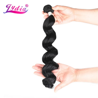 Lydia 1PCS/Pack Loose Wavy Hair Weaving 1B# Hair Weave 18"-30" Heat Resistant Synthetic Hair Extensions Bundles 110g/Pcs