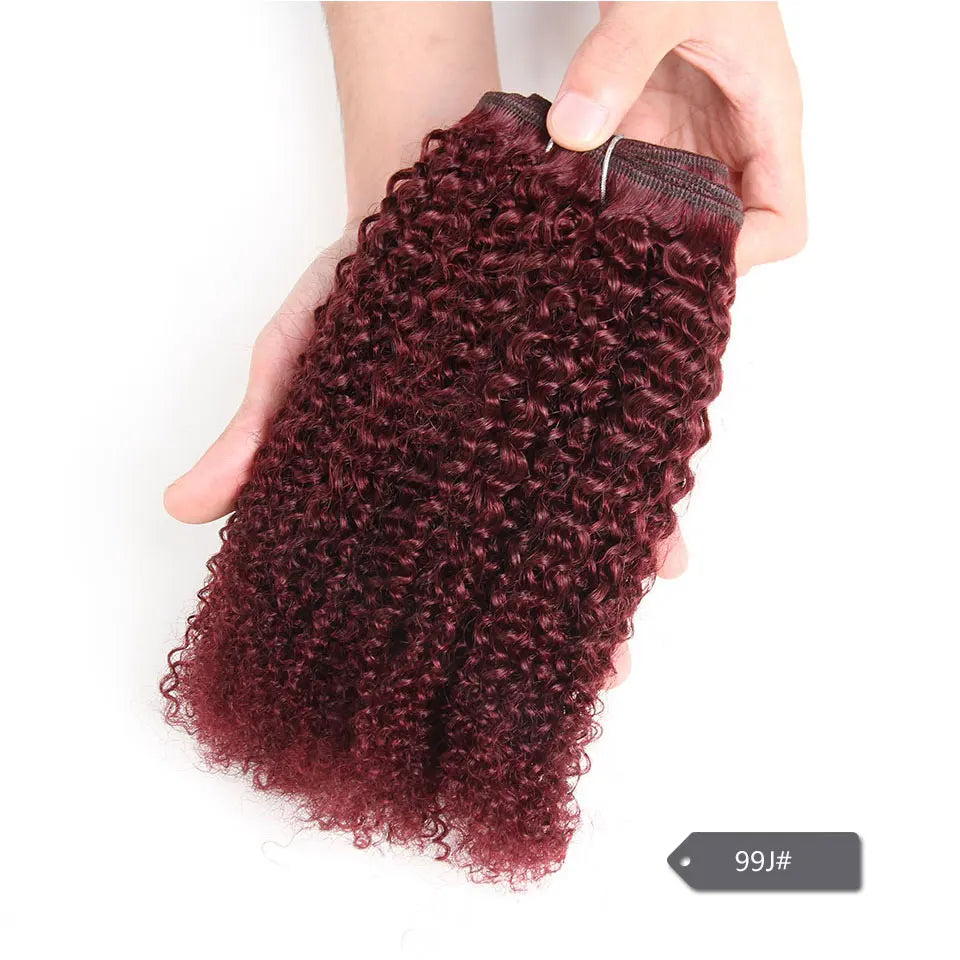 Sleek Afro Kinky Weave Curly Hair Peruvian Human Hair Weave Bundles Deal  #1B #2 #4 Brown Remy Hair Extension
