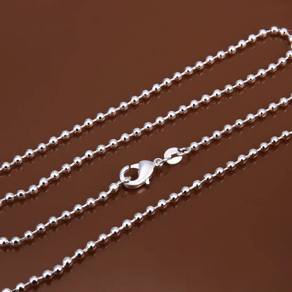 Wholesale 2MM 18''24'' Beaded Necklaces 925 Sterling Silver Simple Fashion Bead Necklace for Women Jewelry Accessories