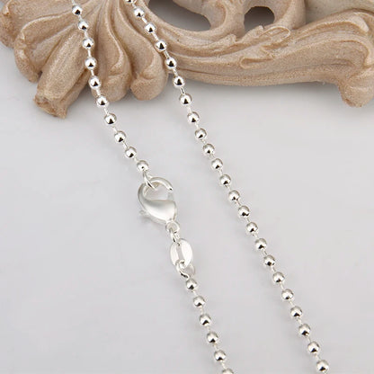 Wholesale 2MM 18''24'' Beaded Necklaces 925 Sterling Silver Simple Fashion Bead Necklace for Women Jewelry Accessories