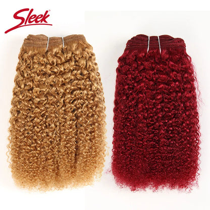 Sleek Afro Kinky Weave Curly Hair Peruvian Human Hair Weave Bundles Deal  #1B #2 #4 Brown Remy Hair Extension