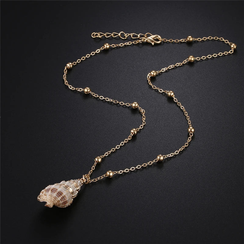 Natural Bohemian Conch Necklaces For Women Girls Fashion Shell Cowrie Pendant Necklace Ocean Beach Female Summer Jewelry Gifts