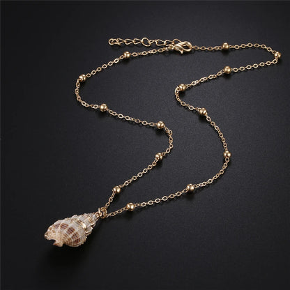 Natural Bohemian Conch Necklaces For Women Girls Fashion Shell Cowrie Pendant Necklace Ocean Beach Female Summer Jewelry Gifts