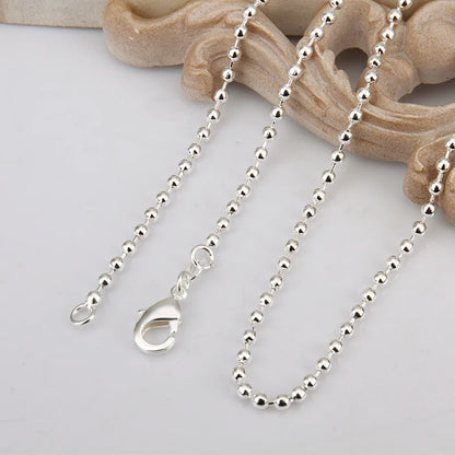 Wholesale 2MM 18''24'' Beaded Necklaces 925 Sterling Silver Simple Fashion Bead Necklace for Women Jewelry Accessories