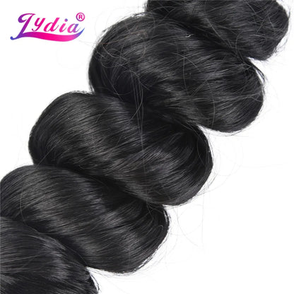 Lydia 1PCS/Pack Loose Wavy Hair Weaving 1B# Hair Weave 18"-30" Heat Resistant Synthetic Hair Extensions Bundles 110g/Pcs