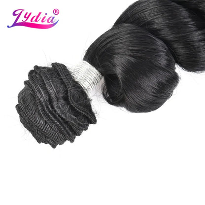 Lydia 1PCS/Pack Loose Wavy Hair Weaving 1B# Hair Weave 18"-30" Heat Resistant Synthetic Hair Extensions Bundles 110g/Pcs