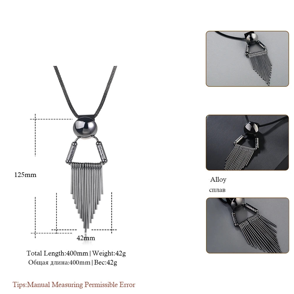 Fashion Long Necklace for Women Collier Femme Vintage Tassel Necklaces & Pendants 2022 Statement Jewelry Collar Mujer Maxi Colar