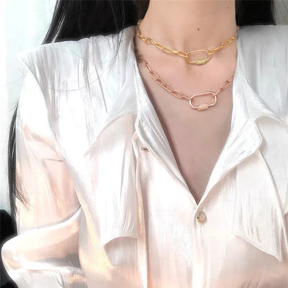 Necklace For Women Punk thick chain necklace zircon spiral Clasps pendant necklace women 2020 latest design charm jewelry