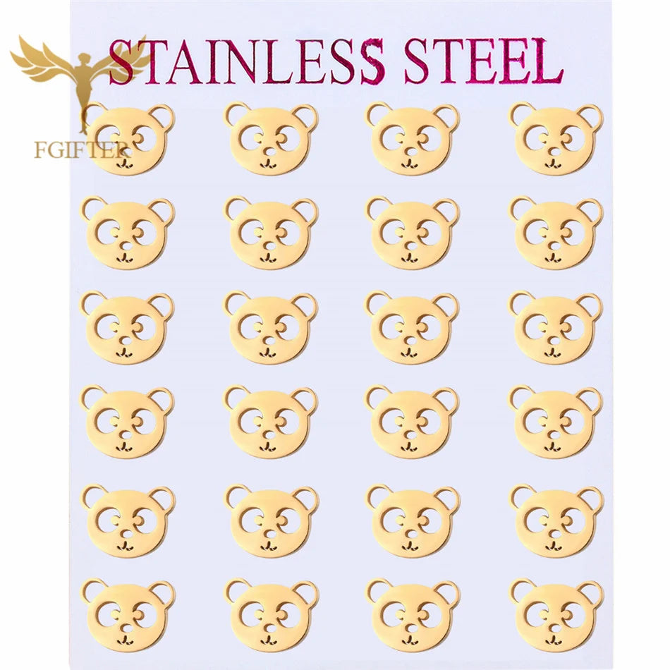 Wholesale Stainless Steel Earrings for Women Girl Animal Clover Flower Cat Bird Unicorn Bear Butterfly Dragonfly Dog Ear Studs
