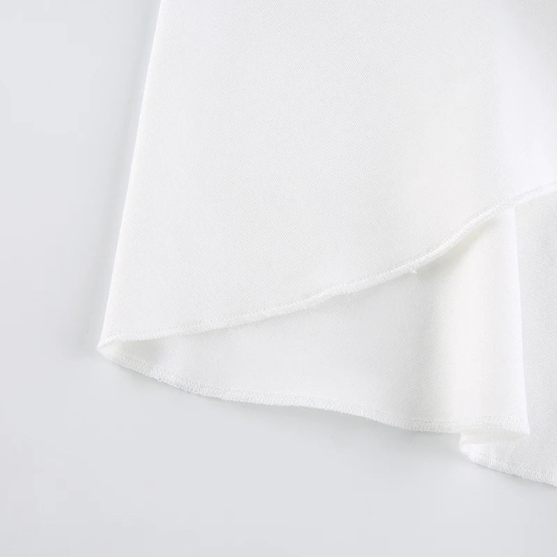 Summer Ruched Skirts For Women White Y2K Mini Beachwear High Waist Casual Short Skirt Fashion Kawaii Korean Style Pleated Skirt