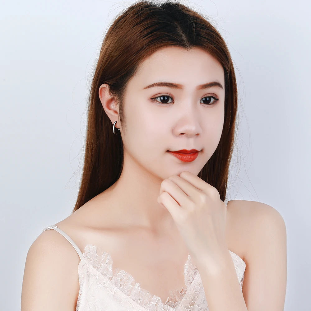 New 925 Sterling Silver Earrings Simple Black Earrings For Women & Men Glamour Jewelry Wedding Gifts