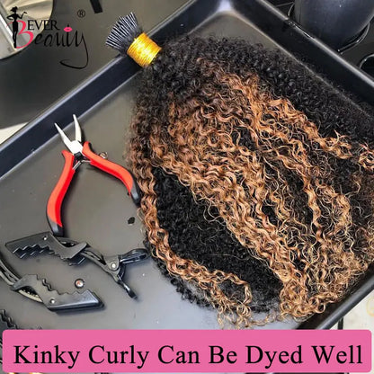 3B 3C Kinky Curly I Tip Microlinks Human Hair Extensions Brazilian Virgin Hair Weave Bundles I Tip Hair Extensions Ever Beauty