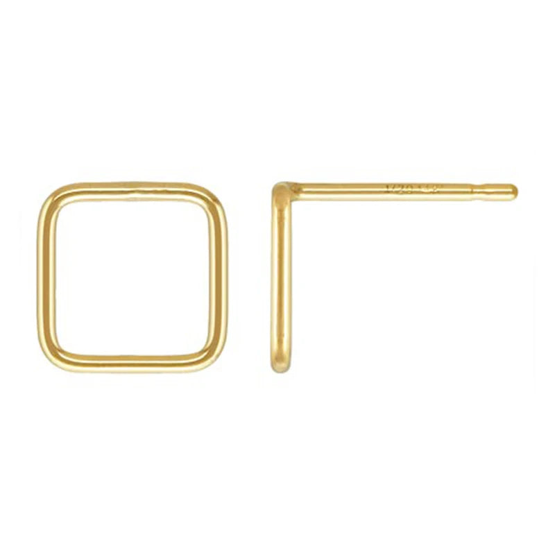 14K Gold Filled 8mm Square Earrings Minimalism Jewelry Gold Filled Stud Earrings Brincos Pendientes Oorbellen Boho Women Earring