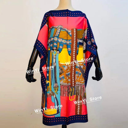 Printed Dresses For Women 2020 Fashion Design Loose Dress Batwing Maxi Long Femme Vestidos Summer Autumn Party Elegant Dress