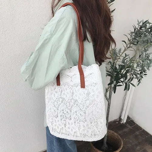 Bucket Shoulder Bag For Women New Summer Korean Lace Elegant Women Tote Shopping Female Bags Lady Handbag Female Beach Bag