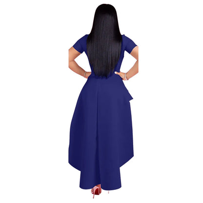 Fashion Evening Party Club Dress For Women Short Sleeve Irregular Ruffle Robe Dinner Dress Female African Clothing White Vestido