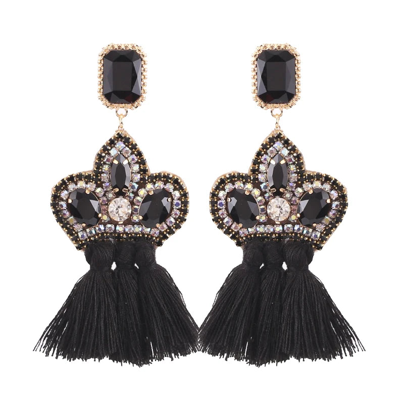 New Earrings Tassel Drop Earring Jewelry Earrings For Women Crystal Earrings Crown Dangle Earrings Long Earrings Boho Earings