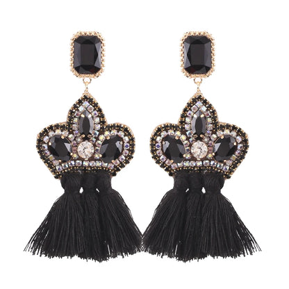 New Earrings Tassel Drop Earring Jewelry Earrings For Women Crystal Earrings Crown Dangle Earrings Long Earrings Boho Earings