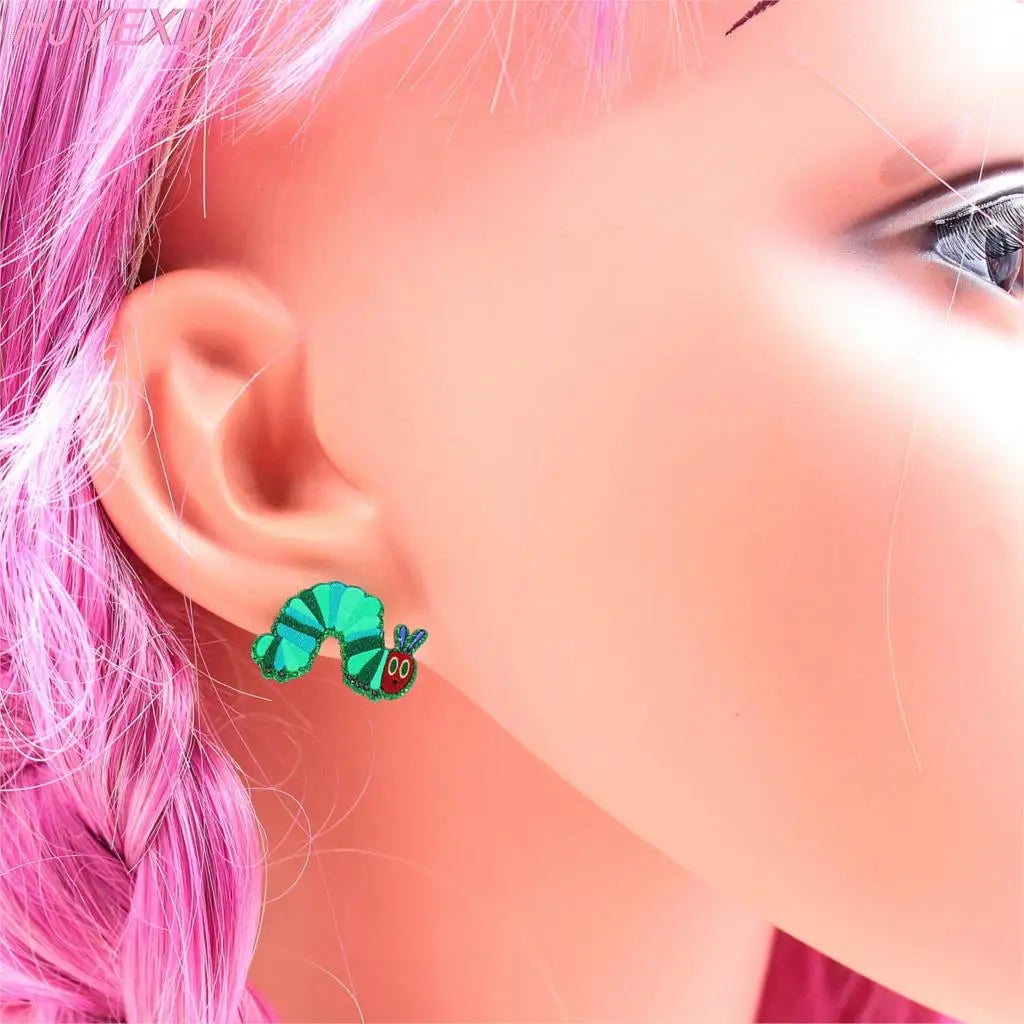 ST065 Acrylic Caterpillar Dangle Earrings Summer Earrings Glitter Acrylic Earrings
