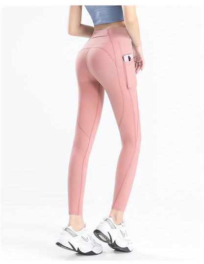Women Yoga Pants Naked Feeling Stretchy Sports Tights Pocket High Waist Leggings Running Fitness Leggings Workout Gym Clothing