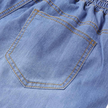 Casual Women Drawstring Elastic Waist Jeans Loose Denim Long Pants Drawstring Elastic Waist Jeans Denim Pants 2022