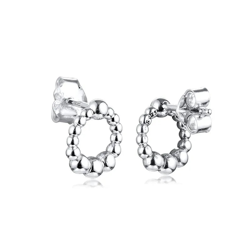 Beaded Circle Stud Earrings for Women Fashion Jewelry 925 Sterling Silver Earrings Female Classic Party Jewelry 2020 New Coming
