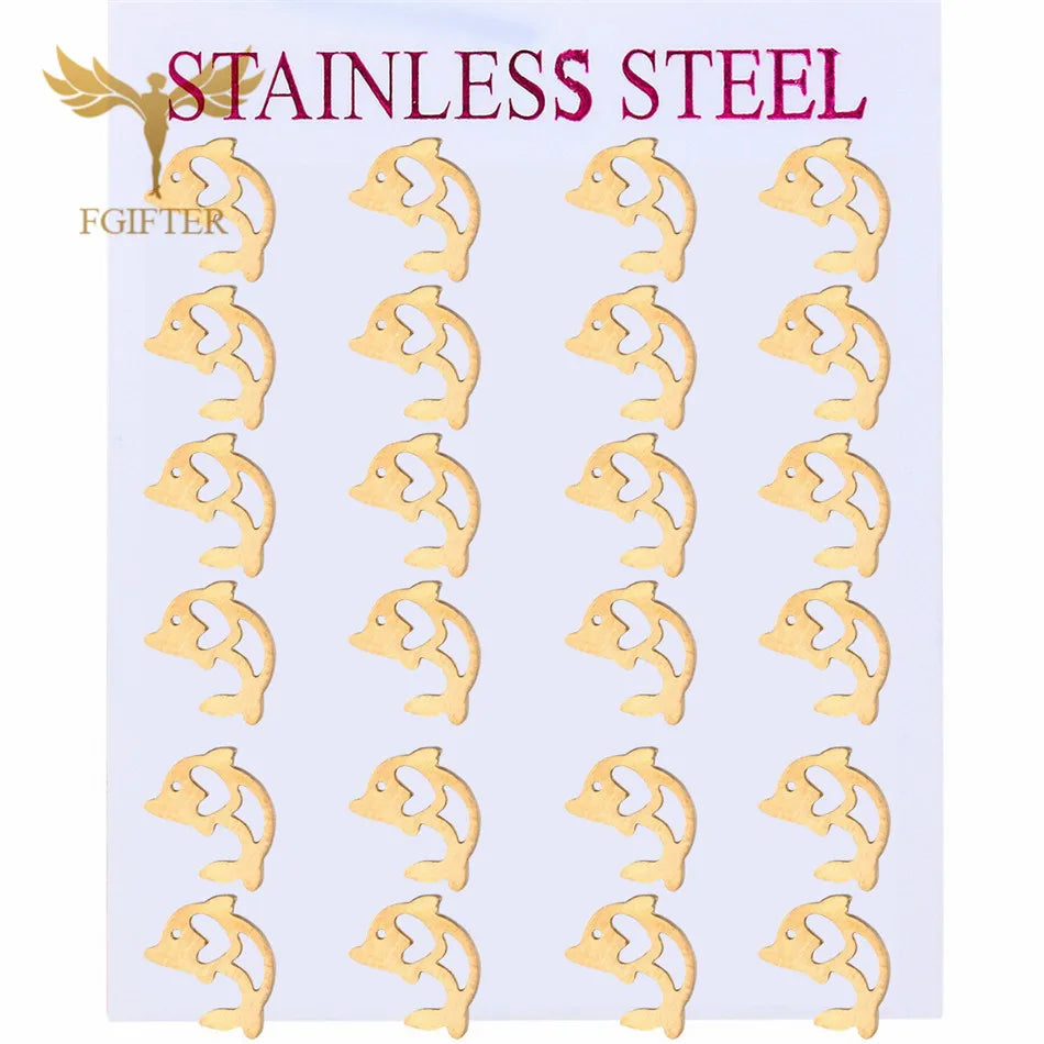 Wholesale Stainless Steel Earrings for Women Girl Animal Clover Flower Cat Bird Unicorn Bear Butterfly Dragonfly Dog Ear Studs