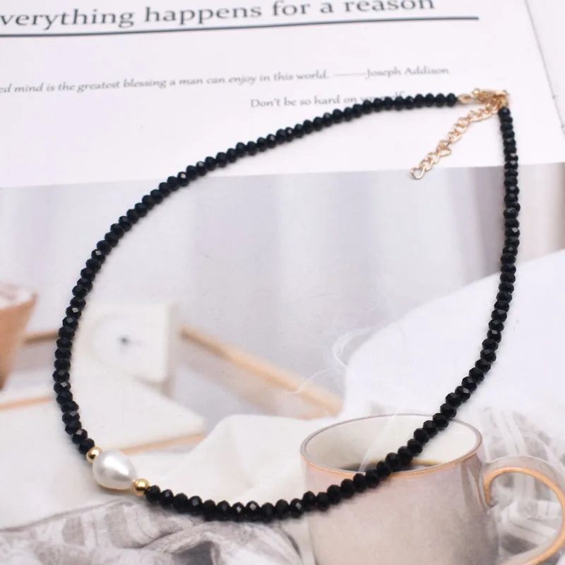Simple Necklace Natural pearl Statement Short Chain Necklace For Women Seed Crystal glass beads Chain Necklaces Handmade Jewelry