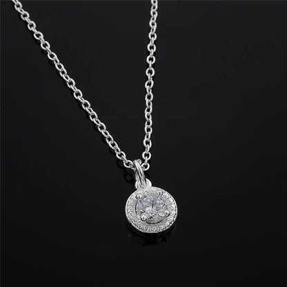 925 Sterling Silver Round Crystal Necklaces For Women Luxury Quality Jewelry Accesories Money 925  Everything