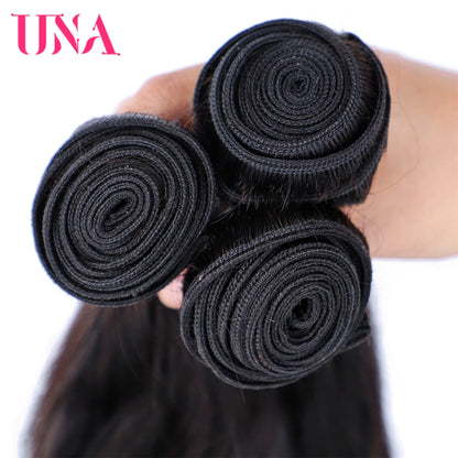 [UNA] Natural Wave 6A Low Ratio 8”-28” Indian Remy Hair Weave Natural Hair Weft Human Hair Bundles 100g