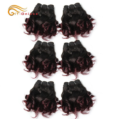 Curly Brazilian Hair Weave Bundles Bouncy Opran Curls Ombre Human Hair Bundles 8 Inch 6 Bundles Short Hair Extension