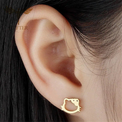 Wholesale Stainless Steel Earrings for Women Girl Animal Clover Flower Cat Bird Unicorn Bear Butterfly Dragonfly Dog Ear Studs