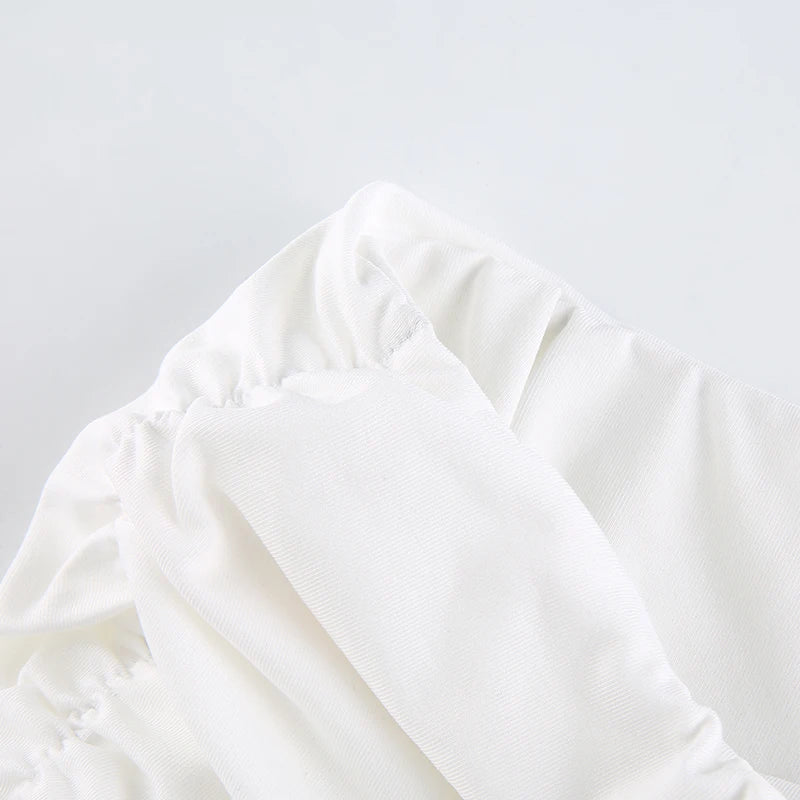 Summer Ruched Skirts For Women White Y2K Mini Beachwear High Waist Casual Short Skirt Fashion Kawaii Korean Style Pleated Skirt