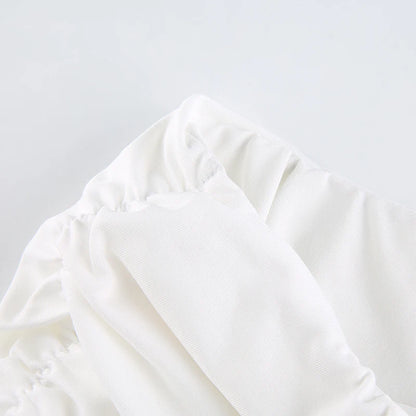 Summer Ruched Skirts For Women White Y2K Mini Beachwear High Waist Casual Short Skirt Fashion Kawaii Korean Style Pleated Skirt