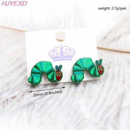 ST065 Acrylic Caterpillar Dangle Earrings Summer Earrings Glitter Acrylic Earrings