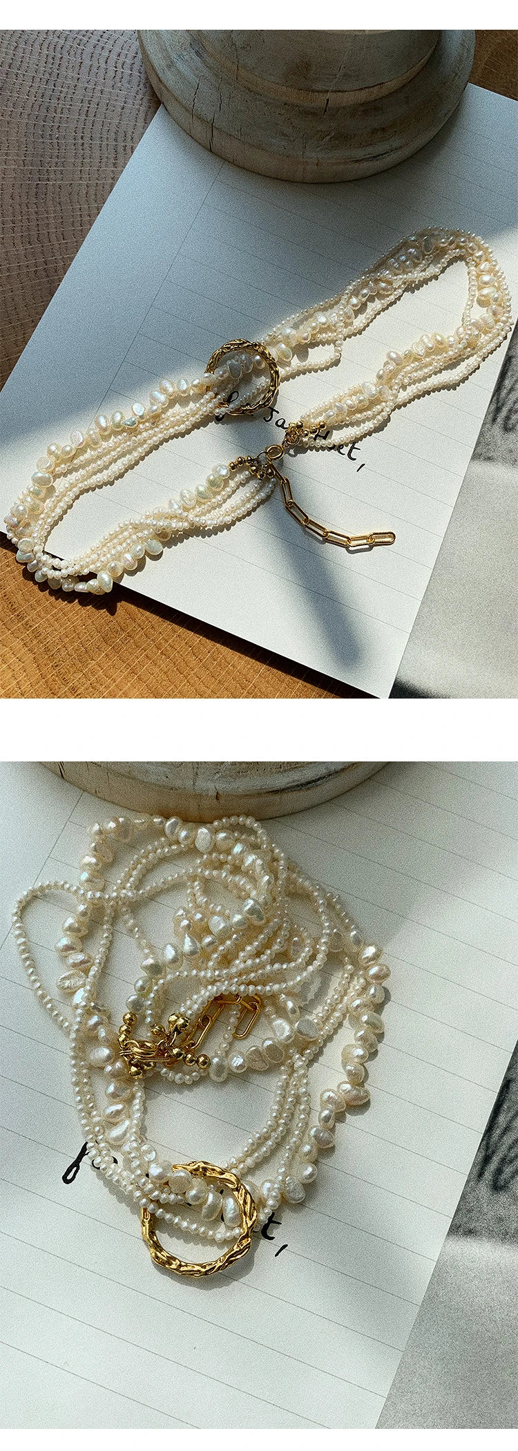 Natural Pearl Layered Necklace Women Wedding  Jewelry Runway Party Japan Souch Korea Fashion
