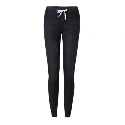 Casual Women Drawstring Elastic Waist Jeans Loose Denim Long Pants Drawstring Elastic Waist Jeans Denim Pants 2022