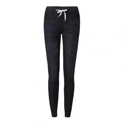 Casual Women Drawstring Elastic Waist Jeans Loose Denim Long Pants Drawstring Elastic Waist Jeans Denim Pants 2022