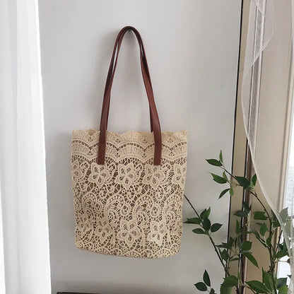 Bucket Shoulder Bag For Women New Summer Korean Lace Elegant Women Tote Shopping Female Bags Lady Handbag Female Beach Bag