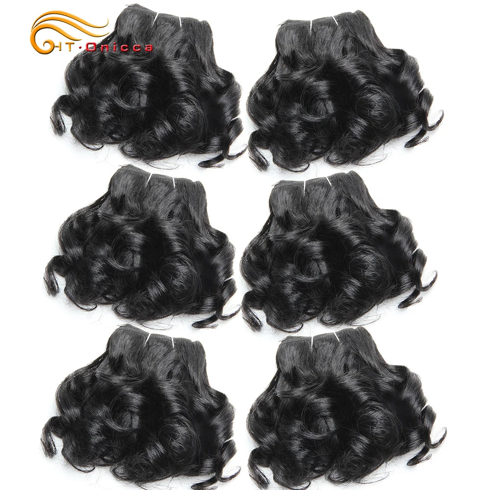 Curly Brazilian Hair Weave Bundles Bouncy Opran Curls Ombre Human Hair Bundles 8 Inch 6 Bundles Short Hair Extension