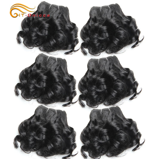 Curly Brazilian Hair Weave Bundles Bouncy Opran Curls Ombre Human Hair Bundles 8 Inch 6 Bundles Short Hair Extension