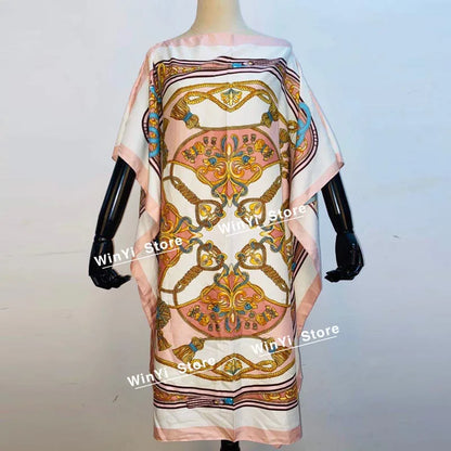 Printed Dresses For Women 2020 Fashion Design Loose Dress Batwing Maxi Long Femme Vestidos Summer Autumn Party Elegant Dress