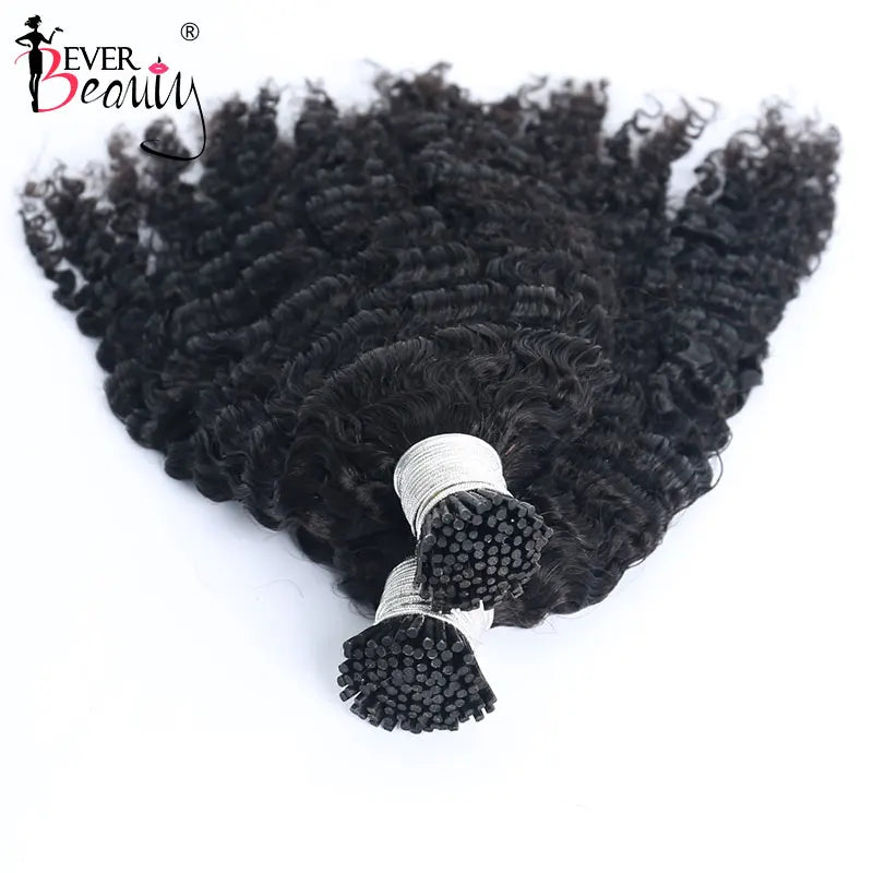 3B 3C Kinky Curly I Tip Microlinks Human Hair Extensions Brazilian Virgin Hair Weave Bundles I Tip Hair Extensions Ever Beauty