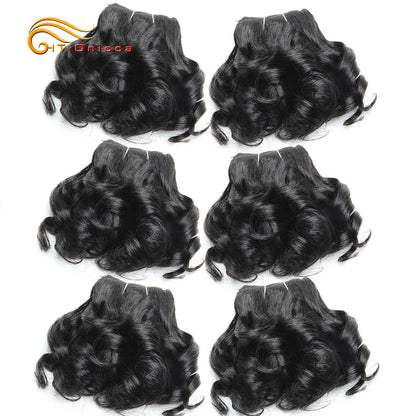 Curly Brazilian Hair Weave Bundles Bouncy Opran Curls Ombre Human Hair Bundles 8 Inch 6 Bundles Short Hair Extension
