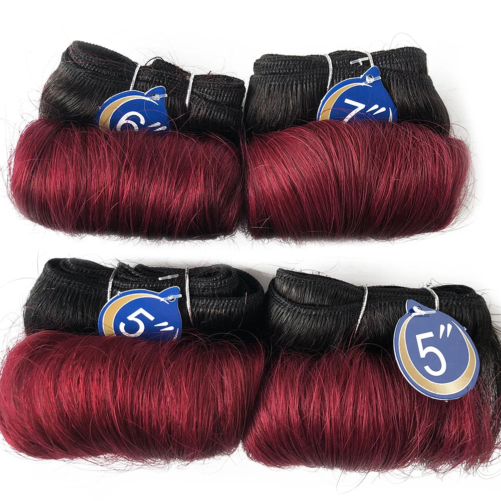 Brazilian Curly Hair Weave Bundles 100% Human Hair 4 Bundles Afro 1B 30 Burgundy Bundles Hair Extension 5 5 6 7 Inches Remy Hair