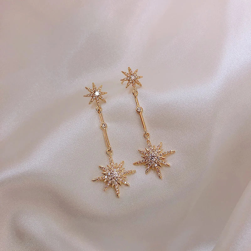 Fashion crystal star long earrings for women with earrings for friends gift trendy Earrings exaggerated Earrings